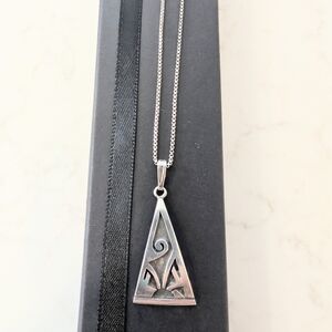 Trollbeads sterling silver triangle pendant necklace (18”) - CB